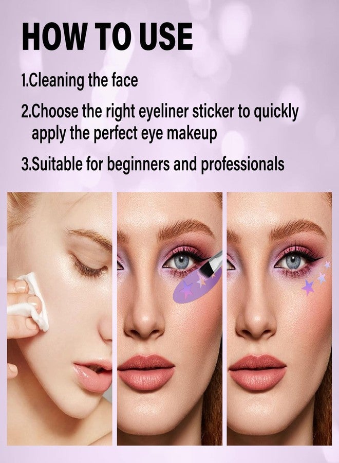 GEUUFEA 8 Sheets Eyeliner Stencil Stickers, Star Eye Winged and Smokey Eyeshadow Applicators Shaper Tool, Makeup Stencils Stickers for All Eye Shapes - Image 5